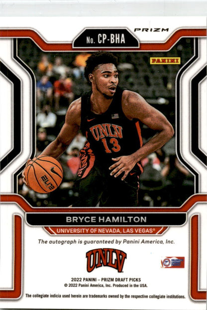2022 Panini Prizm Draft Picks Green #CP-BHA Bryce Hamilton Auto Runnin' Rebels