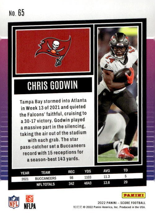 Chris Godwin 2022 Score Football - Red #65 - Tampa Bay Buccaneers