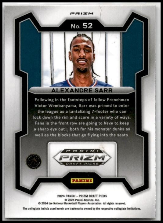 2024 Panini Prizm Draft Picks Prizms Red Ice #52 Alexandre Sarr Boca Juniors