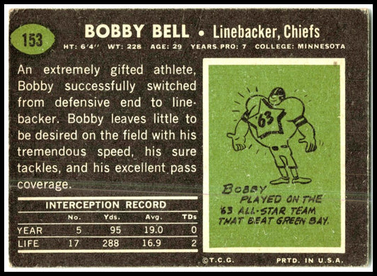 1969 Topps #153 Bobby Bell Kansas City Chiefs