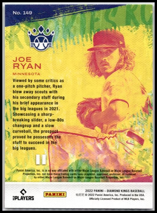 2022 Diamond Kings Artist's Proof Blue #149 Joe Ryan Rookie Minnesota Twins