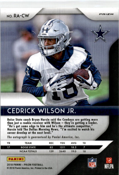 2018 Prizm Silver #RA-CW Cedrick Wilson Jr. Autograph Rookie Dallas Cowboys