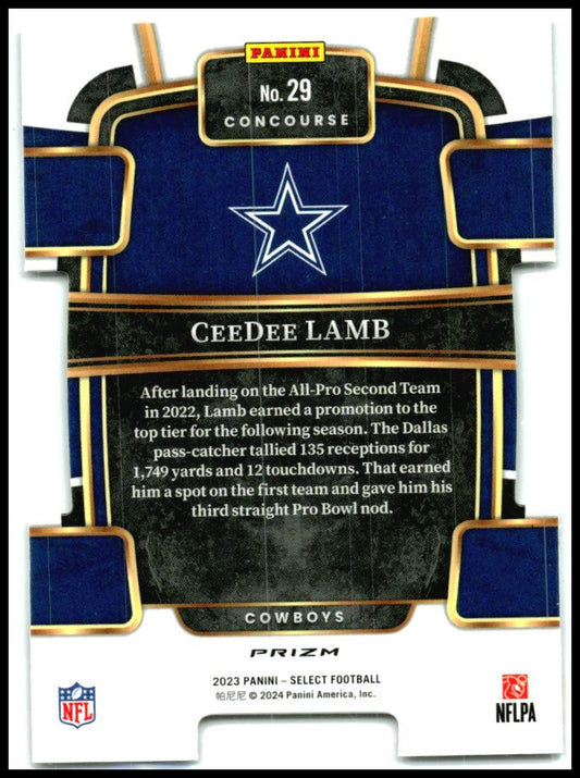 2023 Panini Select Black and Red Prizms Die Cuts #29 CeeDee Lamb Dallas Cowboys