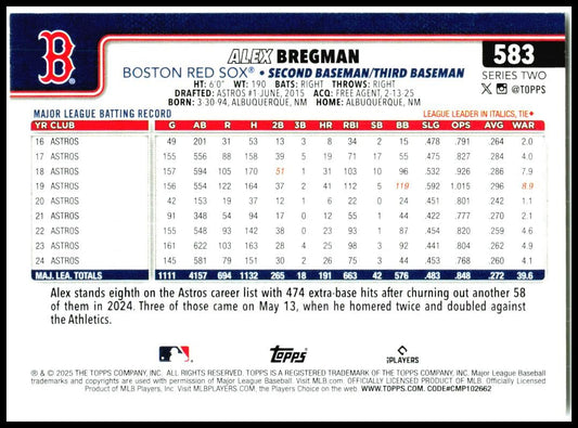 2025 Topps #583 Alex Bregman Boston Red Sox