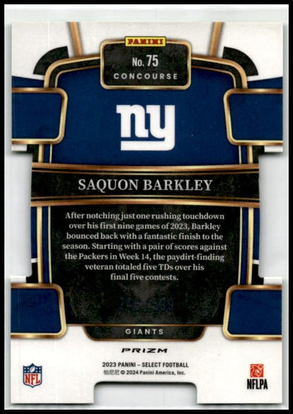 2023 Panini Select Neon Green Prizms Die Cuts #75 Saquon Barkley Giants