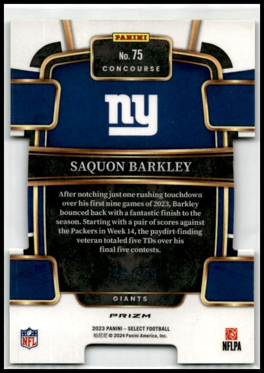 2023 Panini Select Neon Green Prizms Die Cuts #75 Saquon Barkley Giants