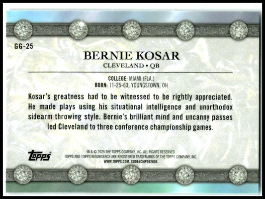 2024 Topps Resurgence Glimmer and Gleam #GG-25 Bernie Kosar Cleveland Browns