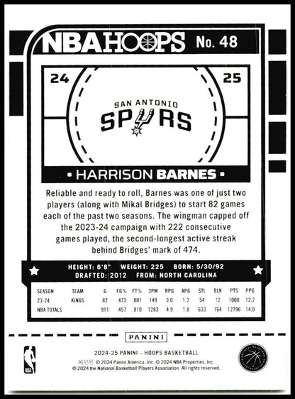 2024-25 Hoops Winter #48 Harrison Barnes San Antonio Spurs