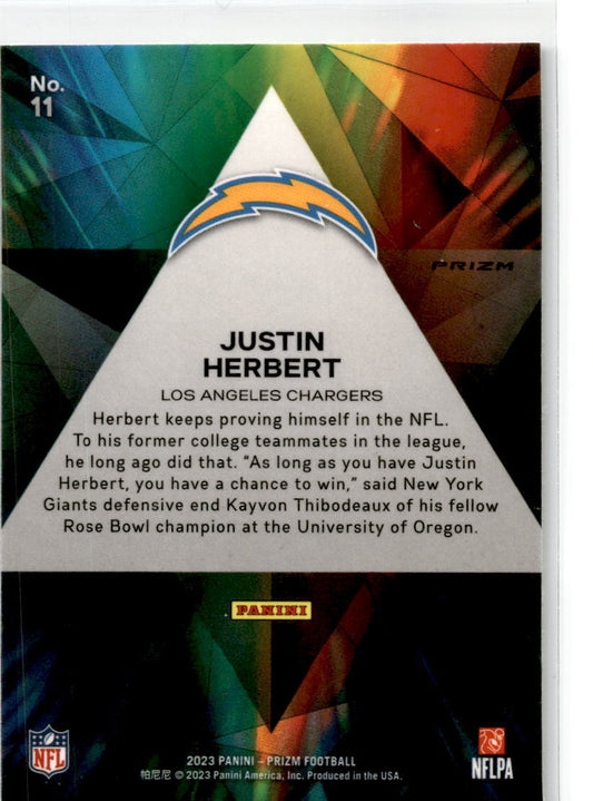 2023 Prizm Prizmatic No Huddle Prizm #11 Justin Herbert LA Chargers