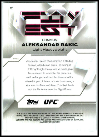 2025 Topps Finest UFC Common #62 Aleksandar Rakic