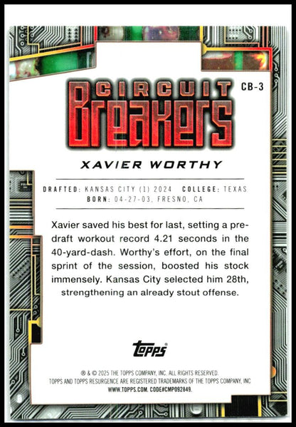 2024 Topps Resurgence Circuit Breakers #CB-3 Xavier Worthy Kansas City Chiefs