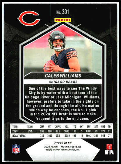 2024 Panini Mosaic Mosaic Reactive Blue #301 Caleb Williams Chicago Bears