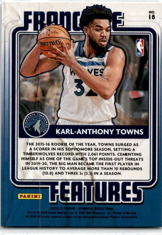 2020 Donruss Franchise Features Red Laser #18 Karl-Anthony Towns 75/99  Nuggets