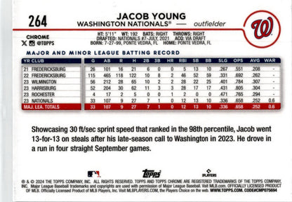 2024 Topps Chrome Sepia Refractors #264 Jacob Young Rookie Washington Nationals