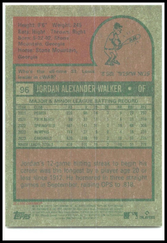 2024 Topps Heritage Chrome #96 Jordan Walker #/999 St. Louis Cardinals