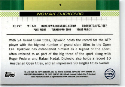 2024 Topps Chrome Tennis #1 Novak Djokovic