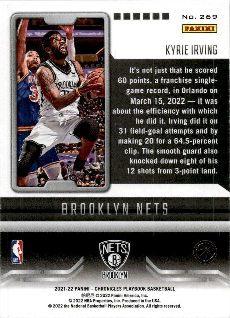 2021-22 Panini Chronicles Playbook Green #269 Kyrie Irving Brooklyn Nets