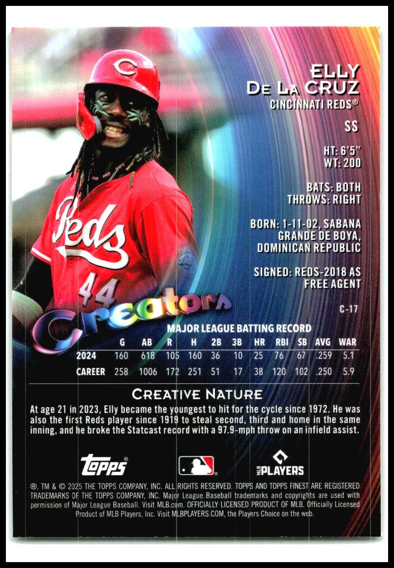 2025 Finest Creators #C-17 Elly De La Cruz Cincinnati Reds