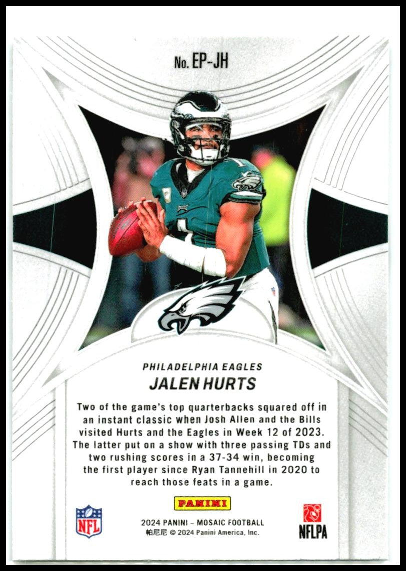 2024 Panini Mosaic Epic Performers #EP-JH Jalen Hurts Philadelphia Eagles