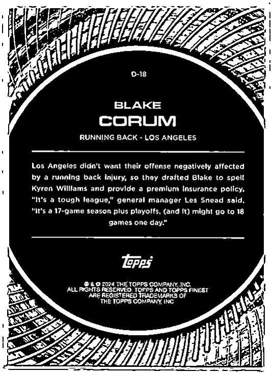 2024 Topps Finest Debuts #D-18 Blake Corum Rookie LA Rams