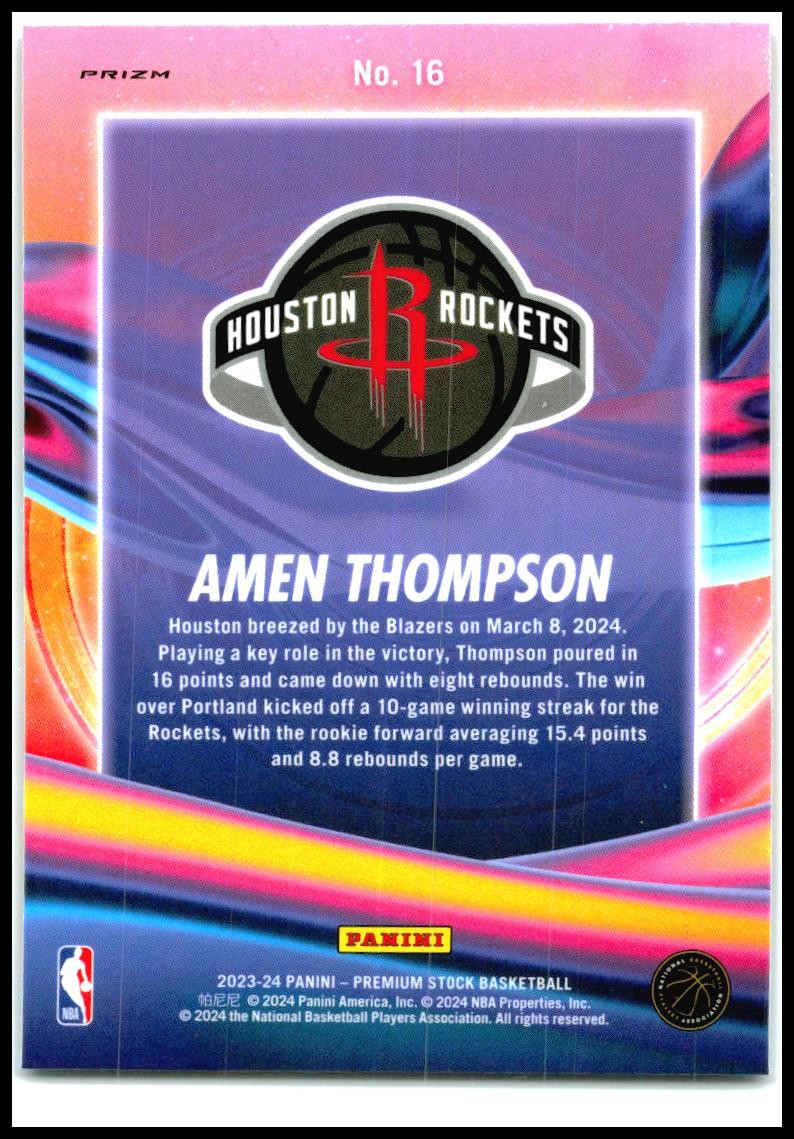 2023-24 Hoops Premium Stock Anti Gravity Silver Prizm #16 Amen Thompson Rockets