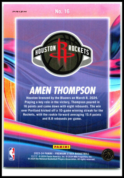 2023-24 Hoops Premium Stock Anti Gravity Silver Prizm #16 Amen Thompson Rockets