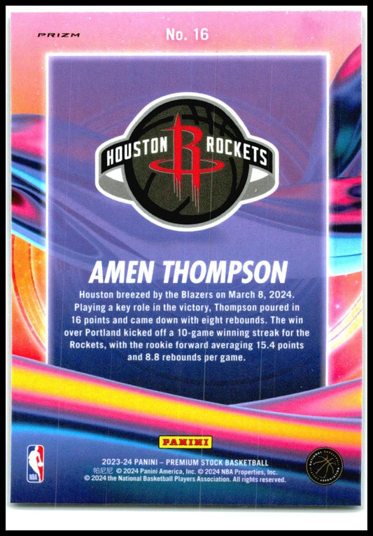 2023-24 Hoops Premium Stock Anti Gravity Silver Prizm #16 Amen Thompson Rockets