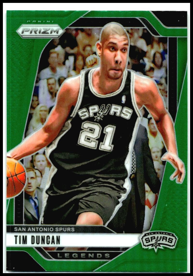 2024-25 Panini Prizm Prizms Green Ice #297 Tim Duncan San Antonio Spurs
