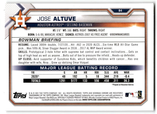 2021 Bowman Jose Altuve Houston Astros #84