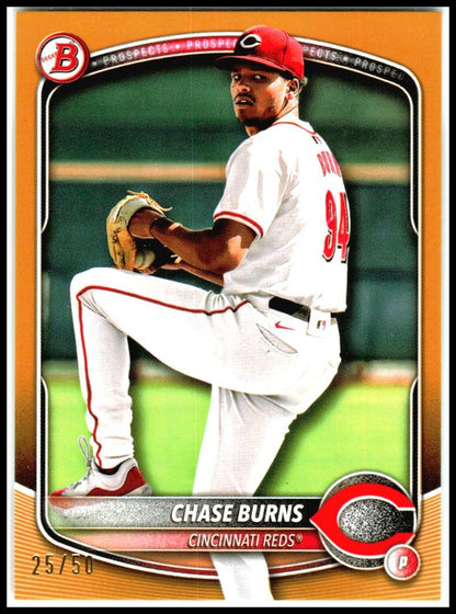 2025 Bowman Gold Refractor #BP-122 Chase Burns Auto /50 Reds