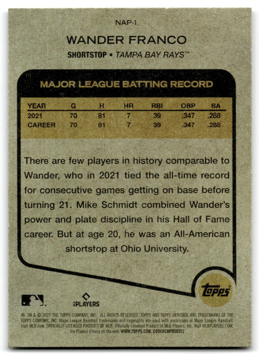 2022 Topps Heritage New Age Performers Wander Franco Rookie Tampa Bay Rays