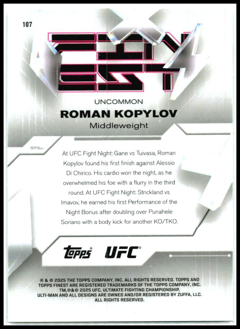 2025 Topps Finest UFC Uncommon #107 Roman Kopylov