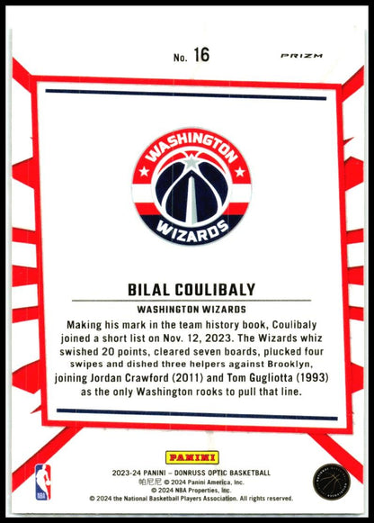 2023-24 Donruss Optic My House Purple #16 Bilal Coulibaly Washington Wizards