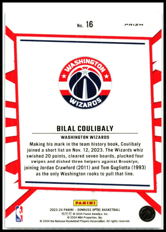 2023-24 Donruss Optic My House Purple #16 Bilal Coulibaly Washington Wizards