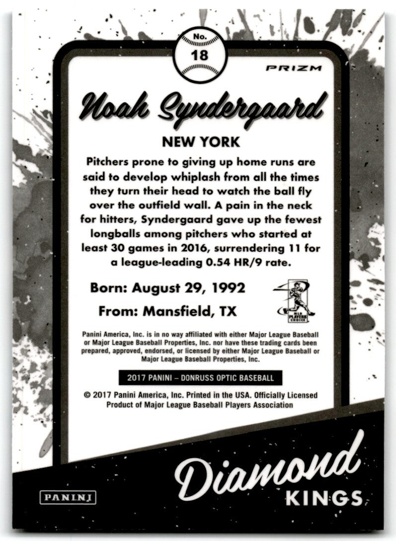 2017 Panini Donruss Optic Purple Diamond Kings Noah Syndergaard New York Mets