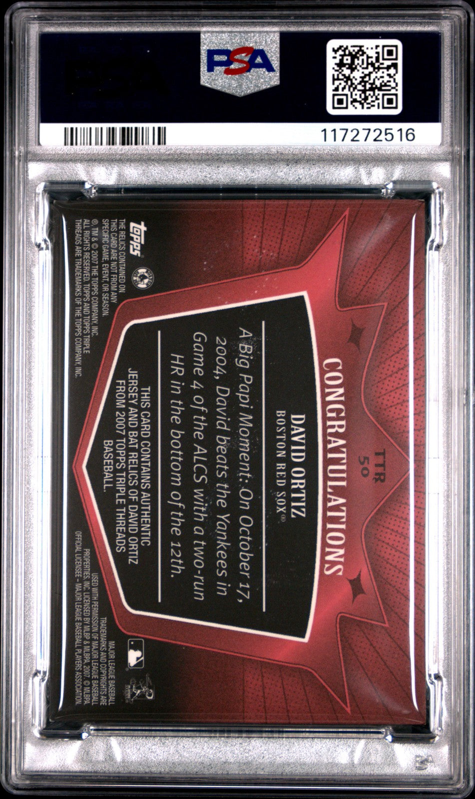 2007 Topps Triple Threads Relics Relics #50 David Ortiz
