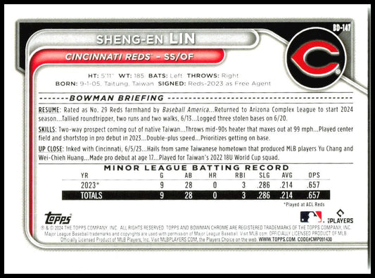 2024 Bowman Draft #BD-147 Sheng-En Lin Cincinnati Reds