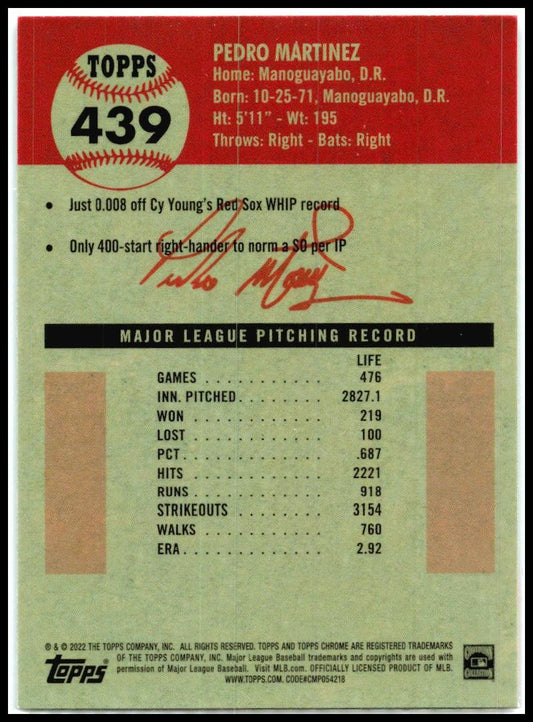 2022 Topps Chrome Platinum Anniversary Refractor #439 Pedro Martinez