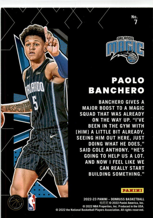2022 Donruss Great X-Pectations #7 Paolo Banchero  Orlando Magic.