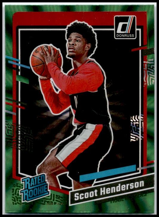 2023-24 Donruss Green Laser Holo #250 Scoot Henderson Rookie Trail Blazers