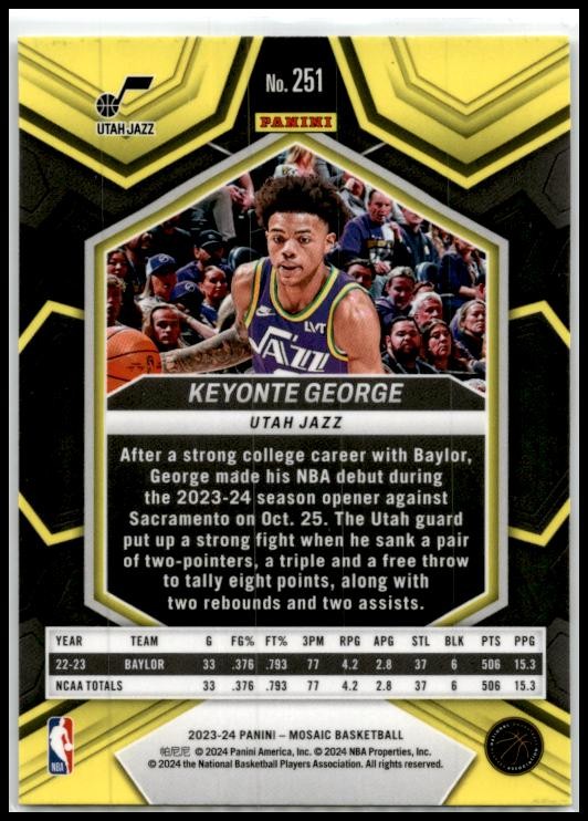 2023-24 Panini Mosaic #251 Keyonte George Utah Jazz