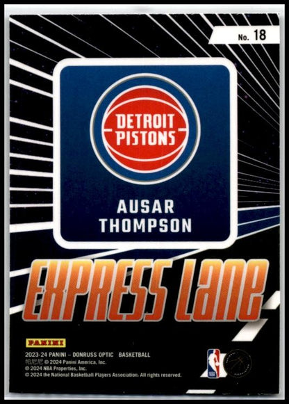 2023-24 Donruss Optic Express Lane #18 Ausar Thompson Detroit Pistons