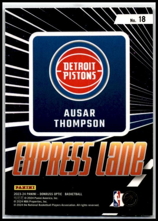 2023-24 Donruss Optic Express Lane #18 Ausar Thompson Detroit Pistons