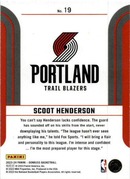 2023-24 Donruss Franchise Features #19 Scoot Henderson Portland Trail Blazers