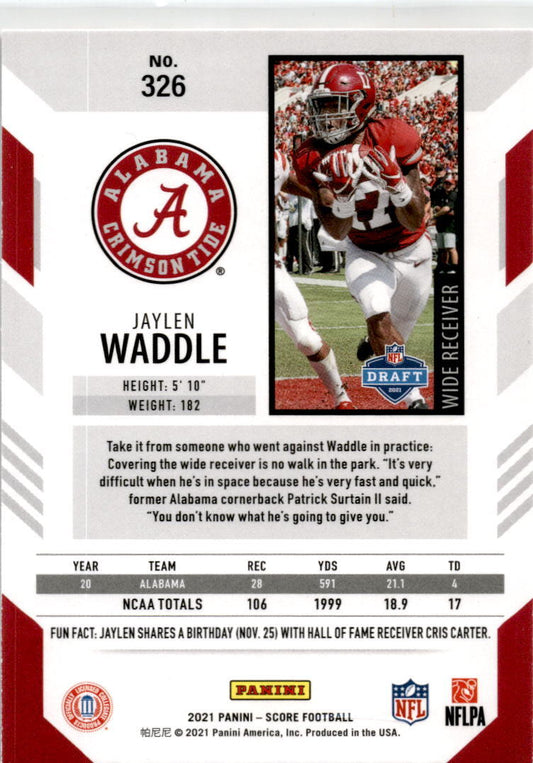 2021 Score #326 Jaylen Waddle Alabama Crimson Tide / Miami