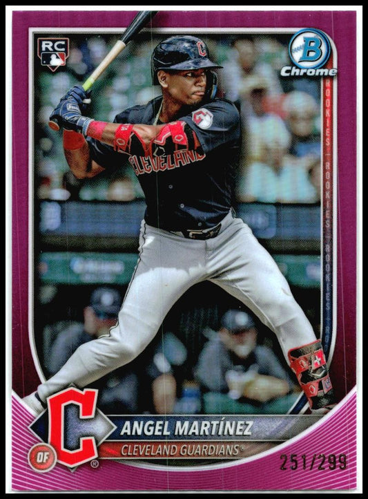 2025 Bowman Chrome Fuchsia Refractor #/299 #68 Angel Martinez