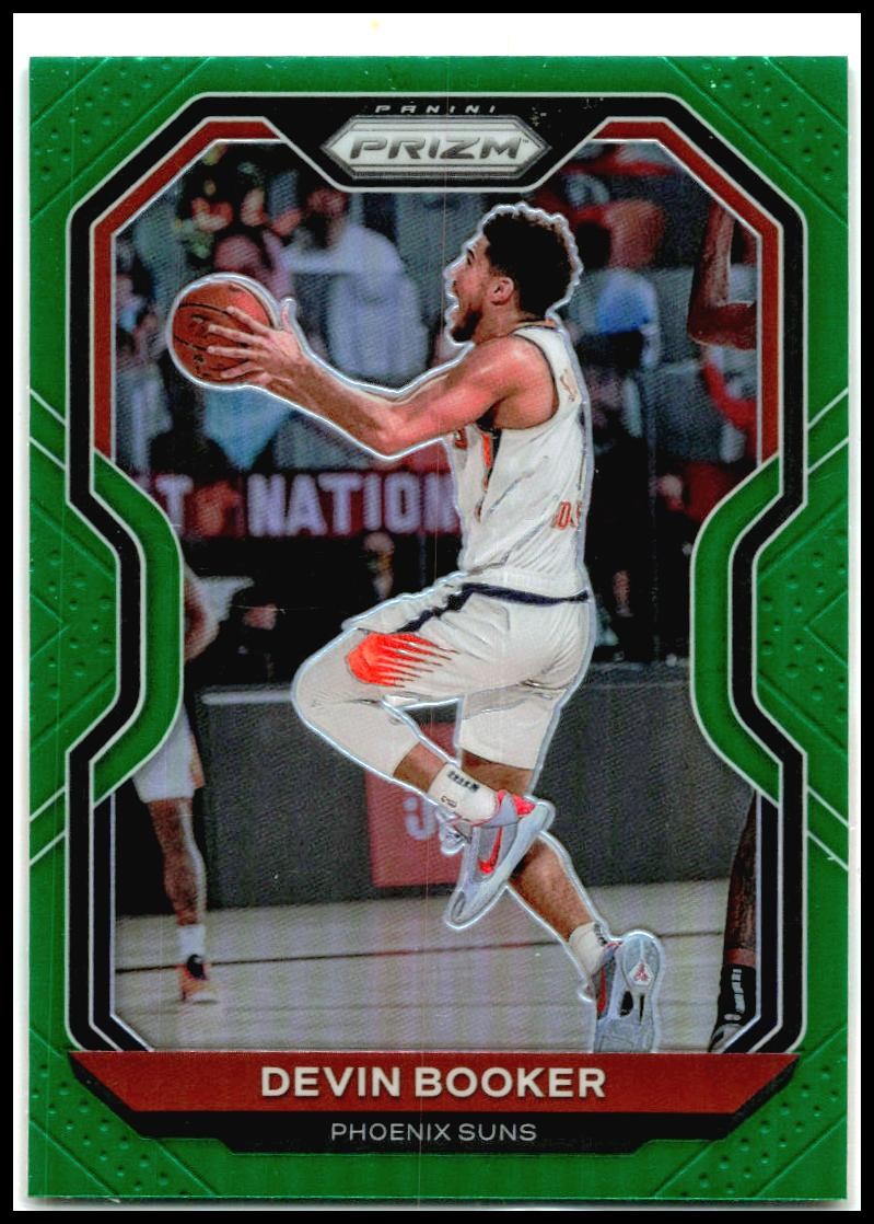 2020-21 Panini Prizm Green Prizms #214 Devin Booker Phoenix Suns