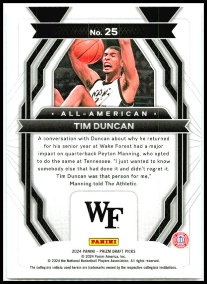 2024 Panini Prizm Draft Picks All-American #25 Tim Duncan Spurs