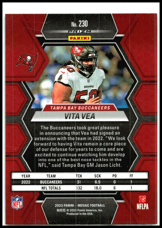 2023 Panini Mosaic Reactive Blue Mosaic #230 Vita Vea Tampa Bay Buccaneers