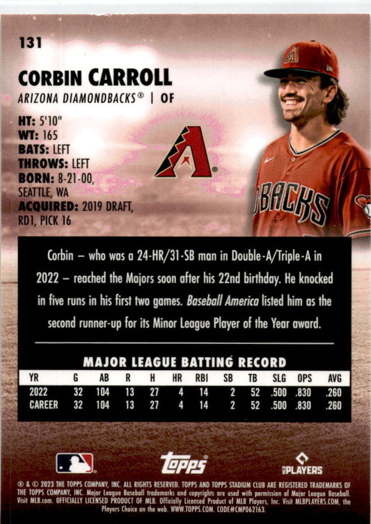 2023 Stadium Club Red Foil #131 Corbin Carroll Rookie Arizona Diamondbacks